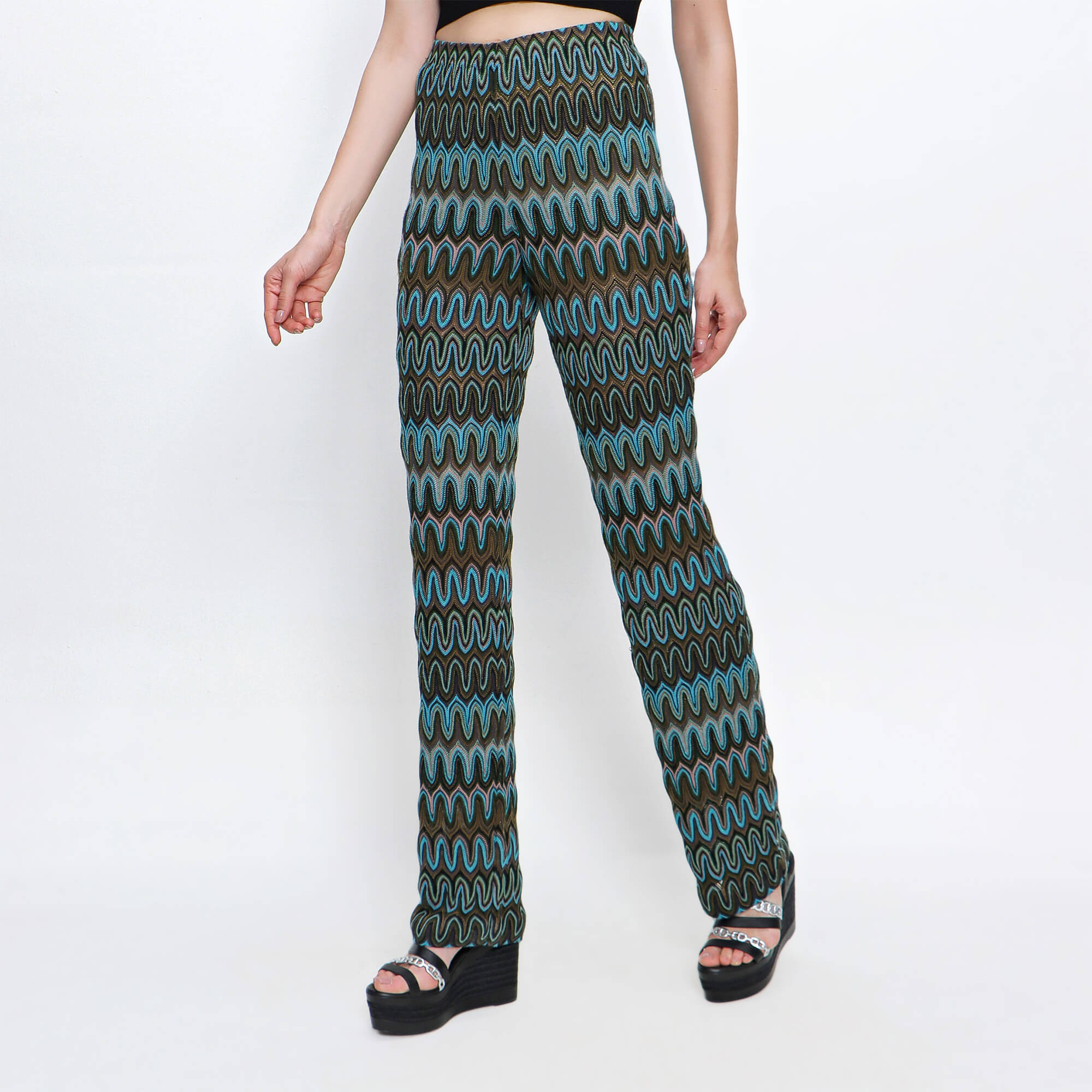 Missoni - Blue Zigzag Viscose Pants